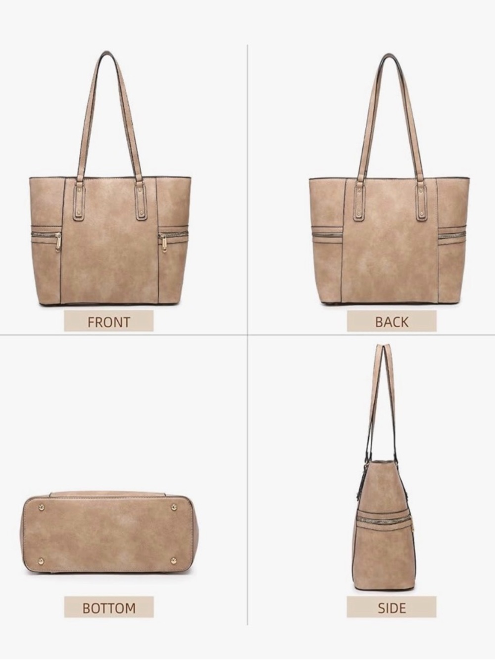 Vansarto Classic Tote Handbag in Beige NWT